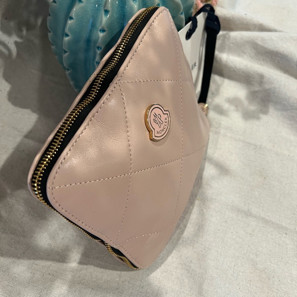 Moncler Leather DOMITILLE Blush Quilted Zip Up Hidden Bag  Mixed Media - Picture 12 of 13